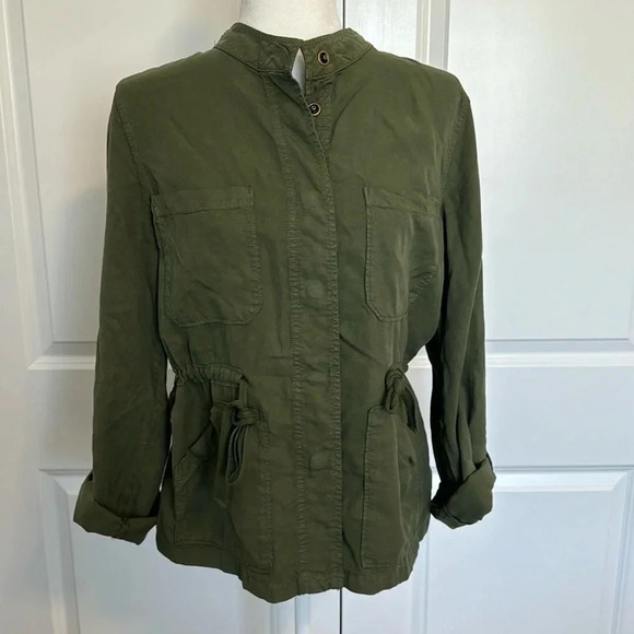 Sanctuary Crafted & Tailored SnapFront Drawstring Olive Green Utility Jacket SzM - Picture 10 of 10